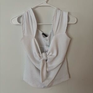 brand new! guess white ribbed soft twist front cropped tank top🤍